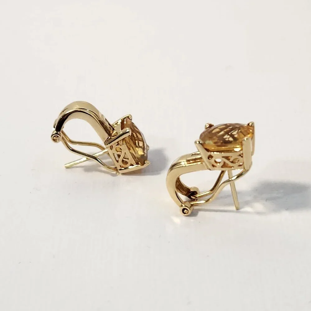 HOLD/Rosie 5.22g 14K Gold Natural Citrine Diamond Omega Back Earrings - Picture 12 of 16